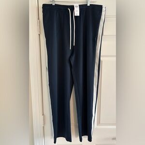 Abercrombie & Fitch men’s athletic pants, blue with white stripe, NWT